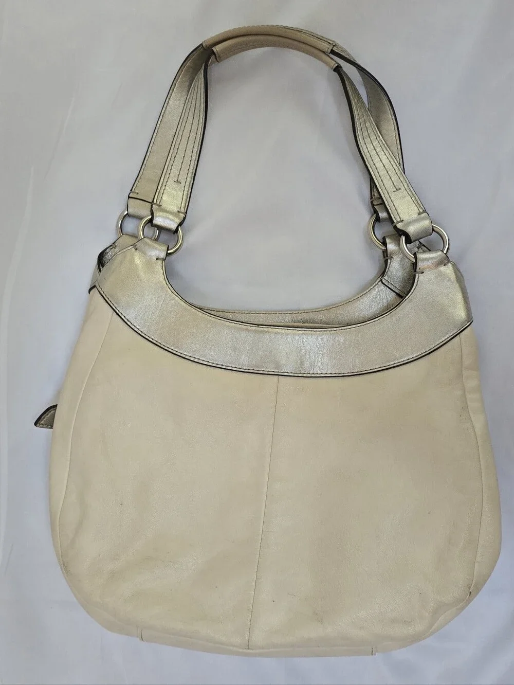 Coach Soho Lynn F19453 Cream Metallic Leather Hobo Bag Y2K